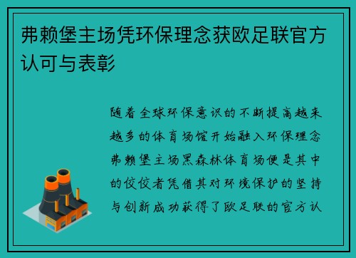 弗赖堡主场凭环保理念获欧足联官方认可与表彰